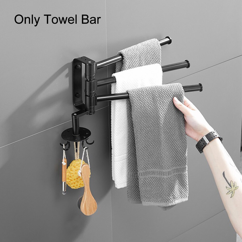 Porte-serviettes en Bronze huilé pour salle de bain support étagères porte-serviettes pivotant mural avec crochets à 3 bras