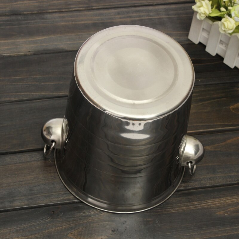 Cubo de hielo de acero inoxidable plateado, enfriador cerveza vino champán,
