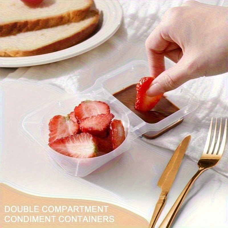 5/10/20PCS Dubbele Compartiment Kruiden Container met Deksel Draagbare Compartiment Snack Container Saus Bemonstering picknick Reizen