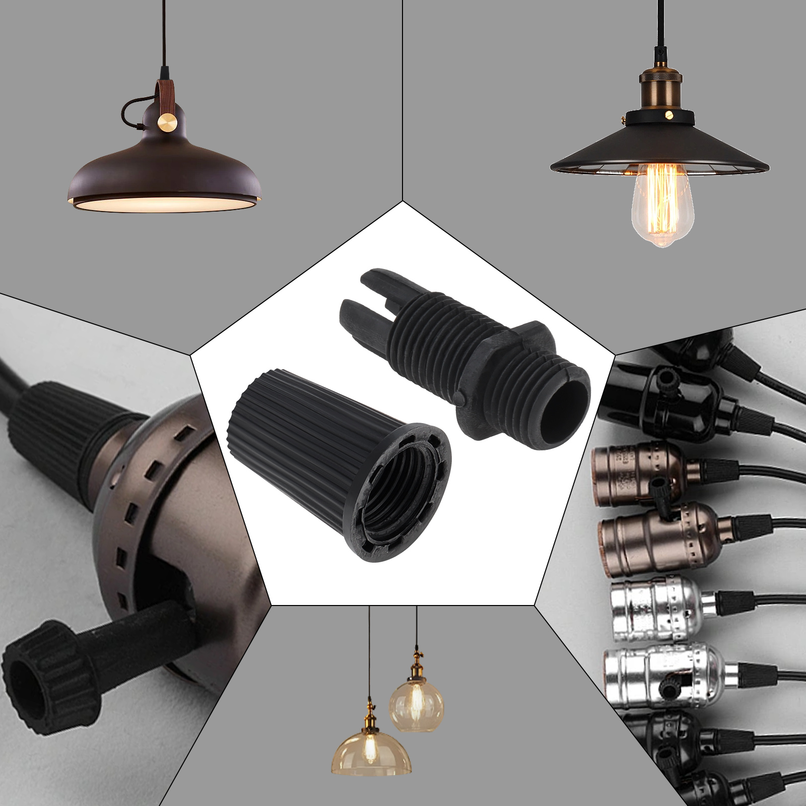 20 Pairs Cable Glands Plastic Strain Reliefs Connectors Cord Grips for Pendant Hanging Light / Ceiling Lighting / Wiring