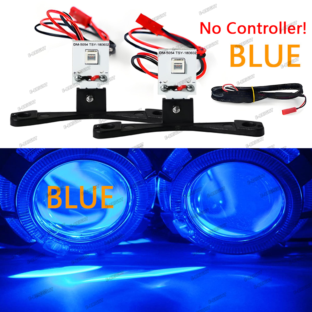 Ojos de Ángel demonio 2P, ojos malvados, Control por aplicación RGB para lente de proyecto de xenón de 2,5 pulgadas y 2,8 pulgadas, faro de Motor para coche, luz decorativa de luz diurna: Azul
