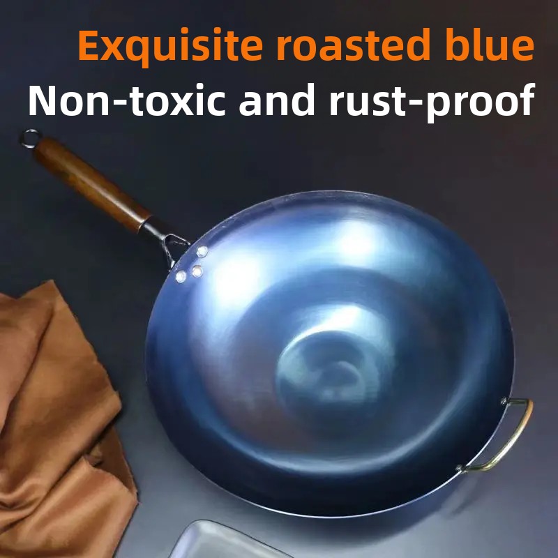 Handmade Iron Wok Traditional round Bottom Non-Stick Cooking Pot Healthy Home Use Street Vendor Wok Chinese Style Stir-Fry