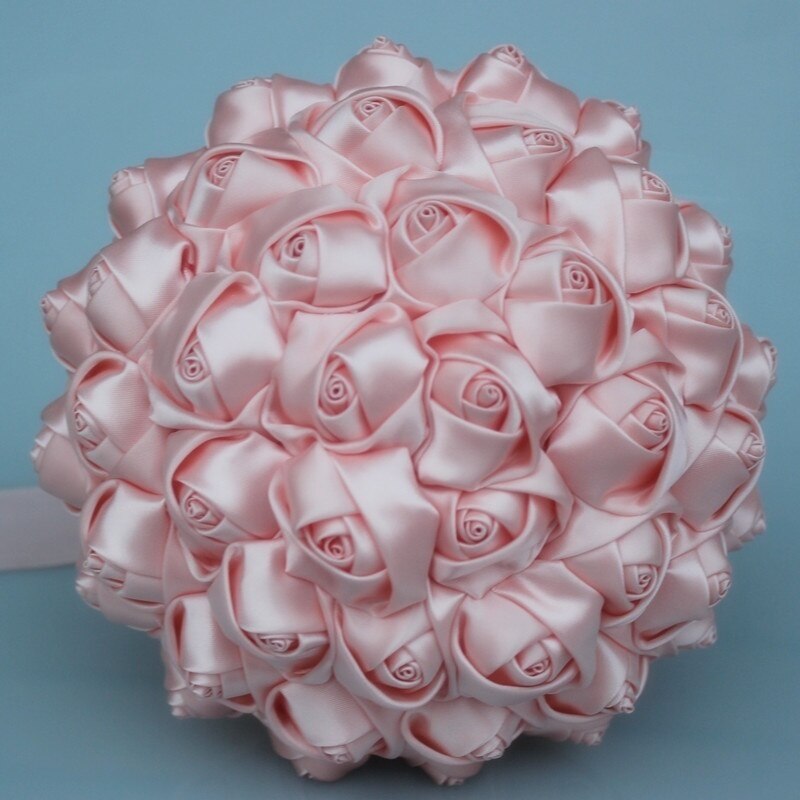 Billig marfim elfenben siden brudbukett olika storlek för blomma flicka / brudtärna / brud satin innehav blomma  w223-5: Rosa