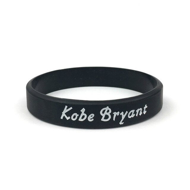 Pulsera deportiva de silicona para baloncesto, brazalete Bryant, pulsera de goma, brazalete de letras conmemorativas, joyería: Black B