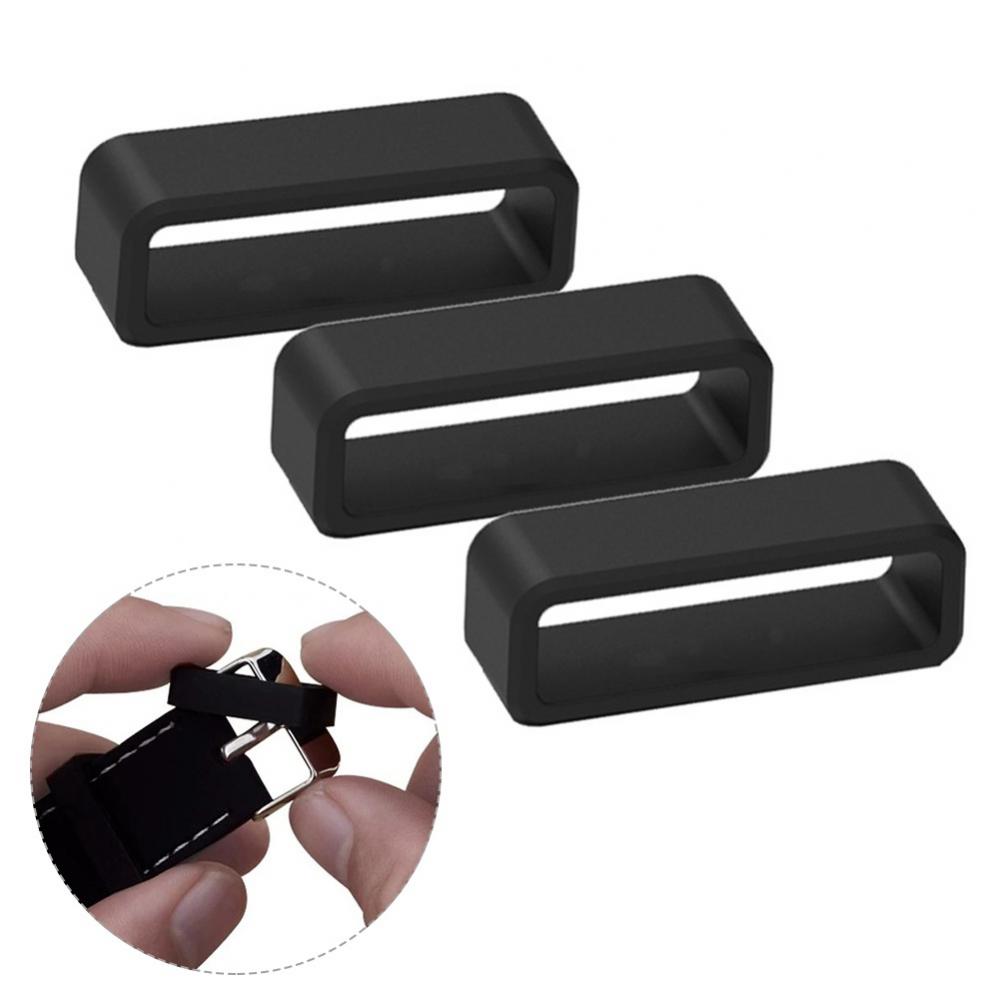 12-30mm Black Watchbands Strap Loop Ring Activity Rings Watch Strap Loop Silicone Rubber Watch Bands Accessories