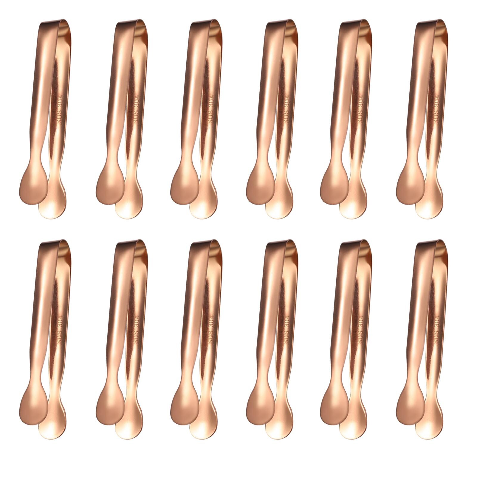 12Pcs Multicolored Mini Sugar Clips Small Ice Tongs Ice Clips Kitchen Tools For Tea Coffee Bar Kitchen Barbecue BBQ Clip: Rose Gold