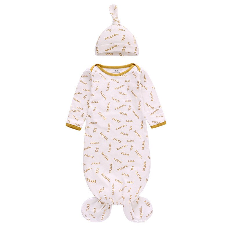 Saco de dormir anudado para bebé, ropa de dormir de algodón para el sueño de bebé recién nacido, de manga larga, con sombrero para niña y niño de 0 a 12 meses: symbol