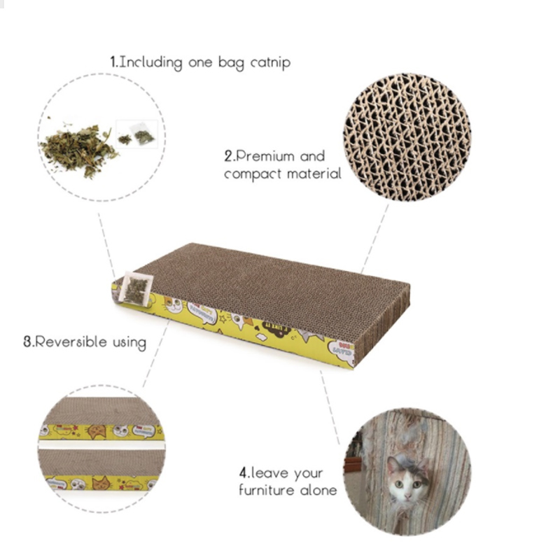Kissan raapimislauta suora/sauma/kaavin isoille kissoille, kaksipuolinen kestävä lemmikkikissan raapimisalusta, matto kissanmintulla, kynsienhoitolelu