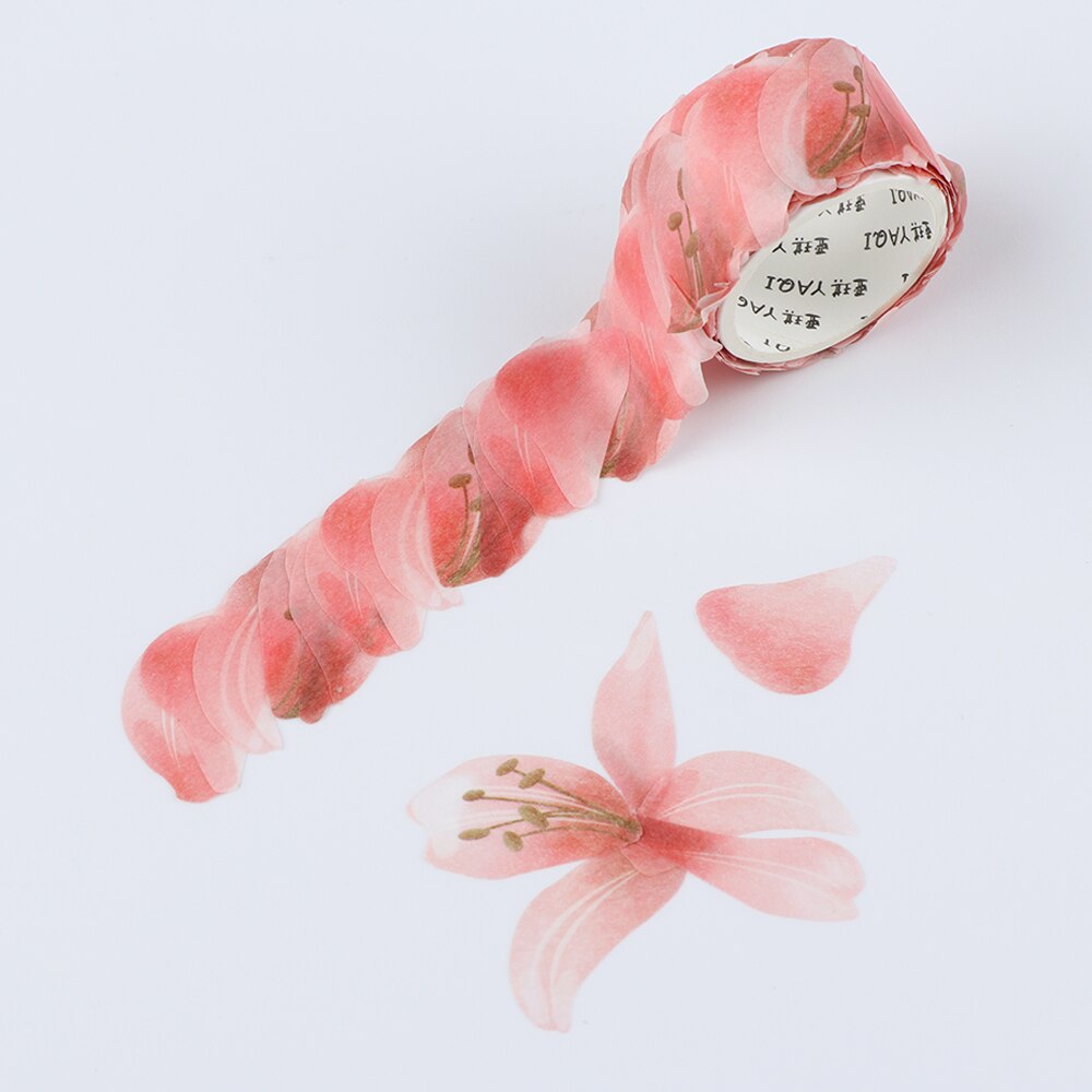 200Pcs/Roll Sakura Marking Tape Flower Petals Paper Tape Decorative Masking Tape Sticky Paper Scrapbooking Diary Paper Stickers: Style-E