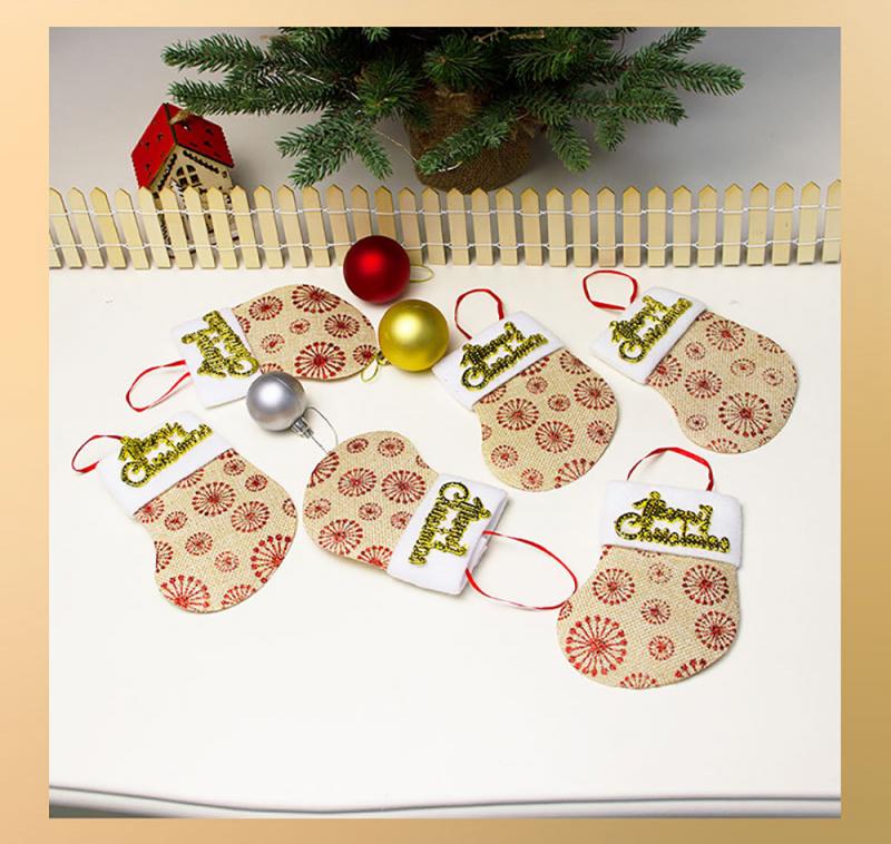 6 Stks/set Kerst Sokken Decoratie Hotel Restaurant Servies Decoratie Bestek Mini Kerst Kous Bestek Set