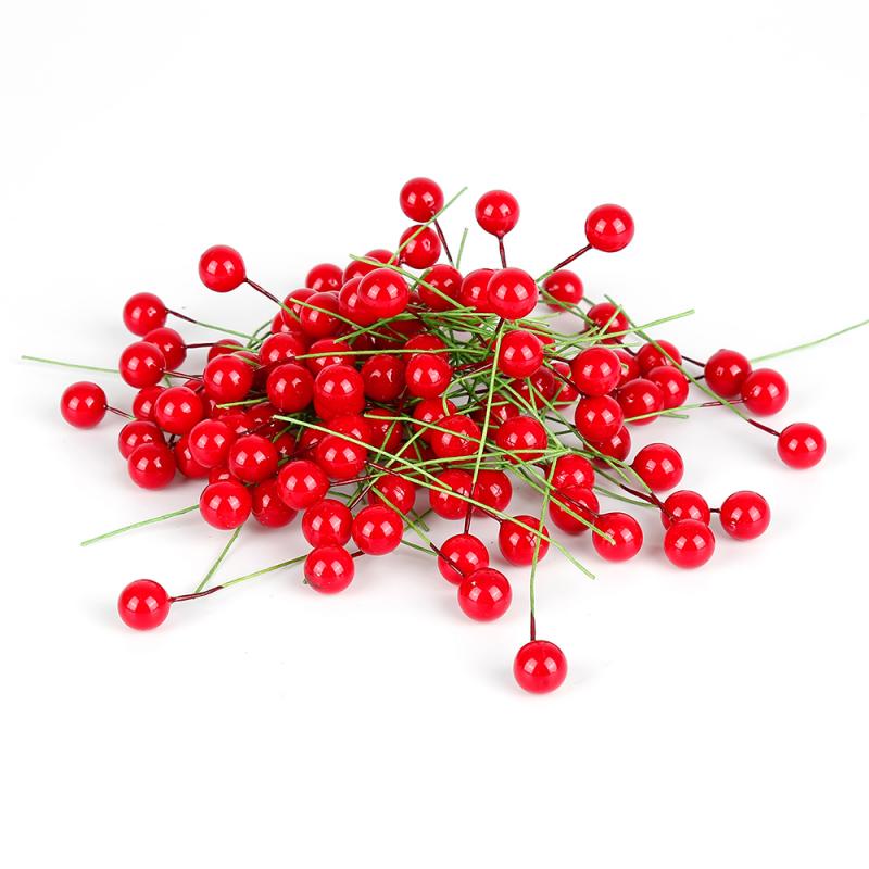 50pcs/100Pcs/lot Artificial Berry Vivid Red Holly Berry Berries Home Garland Simulation Plant Wedding Garden Decoration