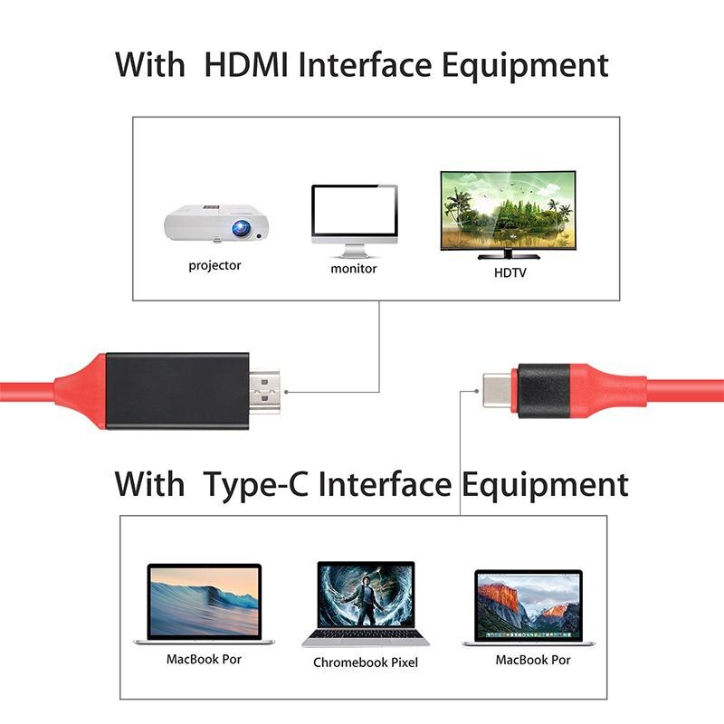 1080P HDMI Kabel 2m Type-C USB-C naar HDMI Adapter Micro USB C naar HDMI HD TV kabel Adapters Voor Samsung S9/S8/Note 9 Huawei Type-C