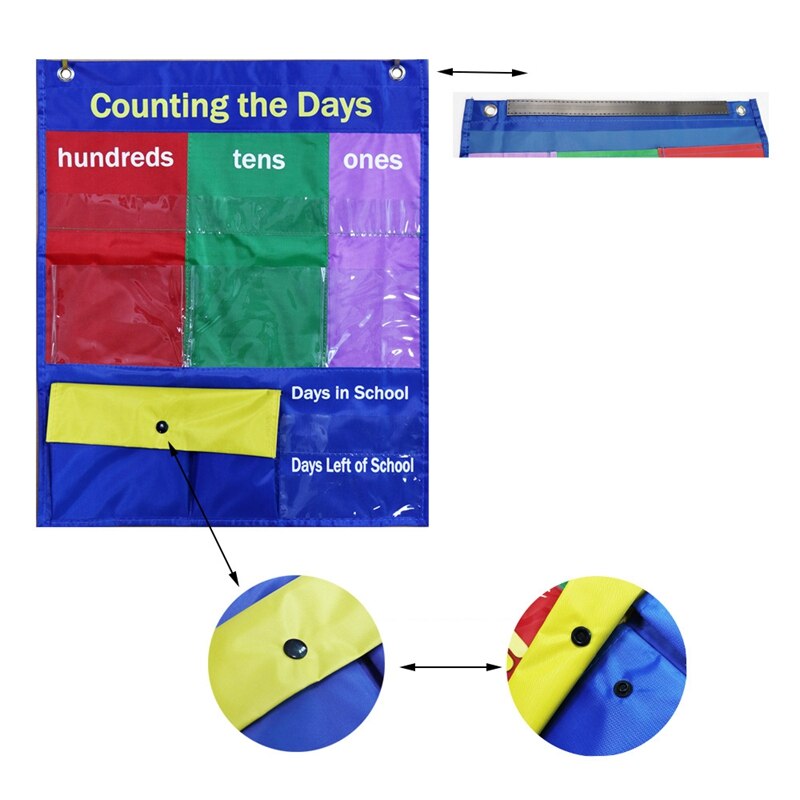 Skolelommediagram, der tæller dage tilbage netic strip nummerkort stick udvikle grundlæggende matematiske færdigheder pædagogisk værktøj