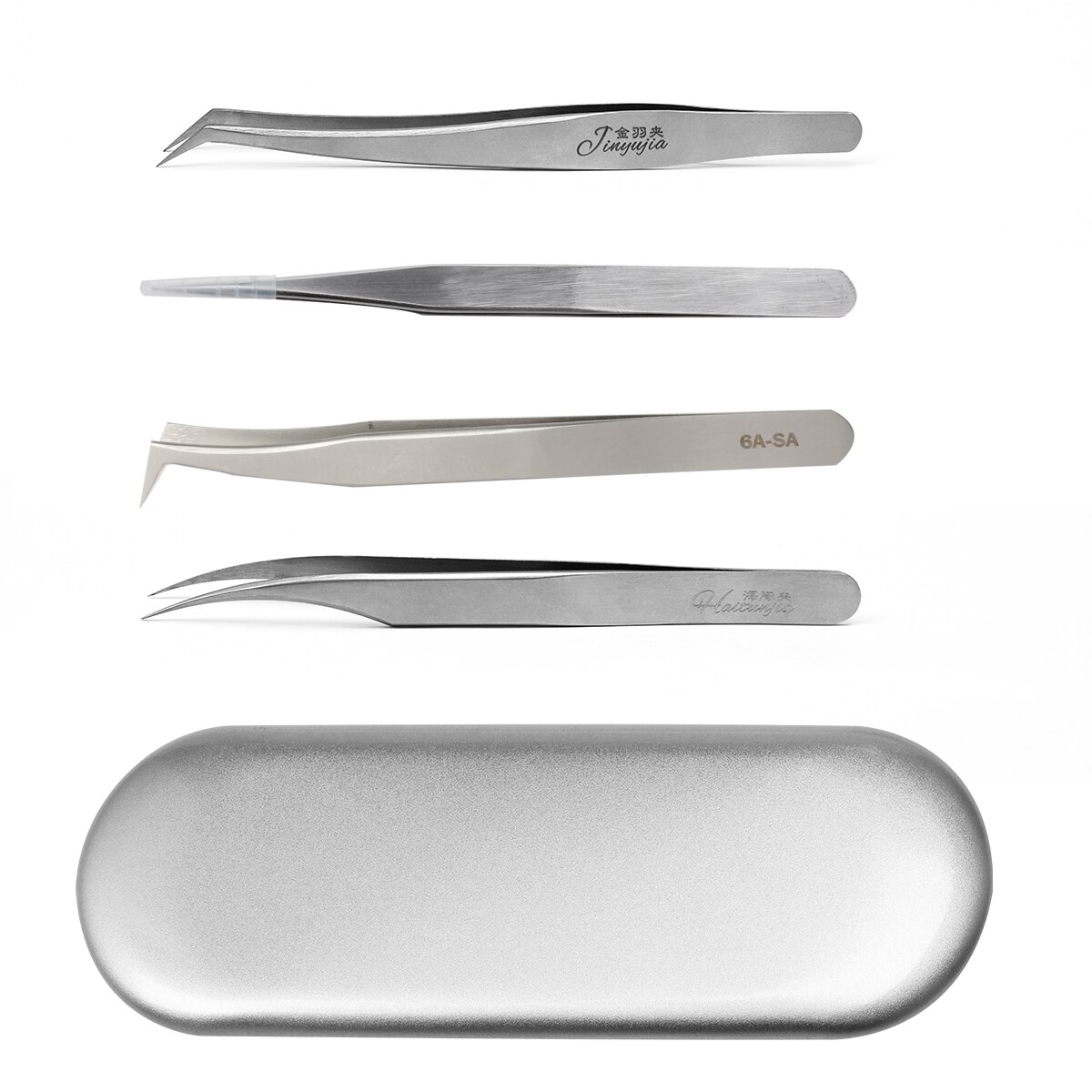 Wimper Pincet 2 Stuks/partij Pincet Elektronische Anti-Statische Precisie Pincet Rechte En Gebogen Pincet Voor Graft Wimper: Box 4 twee