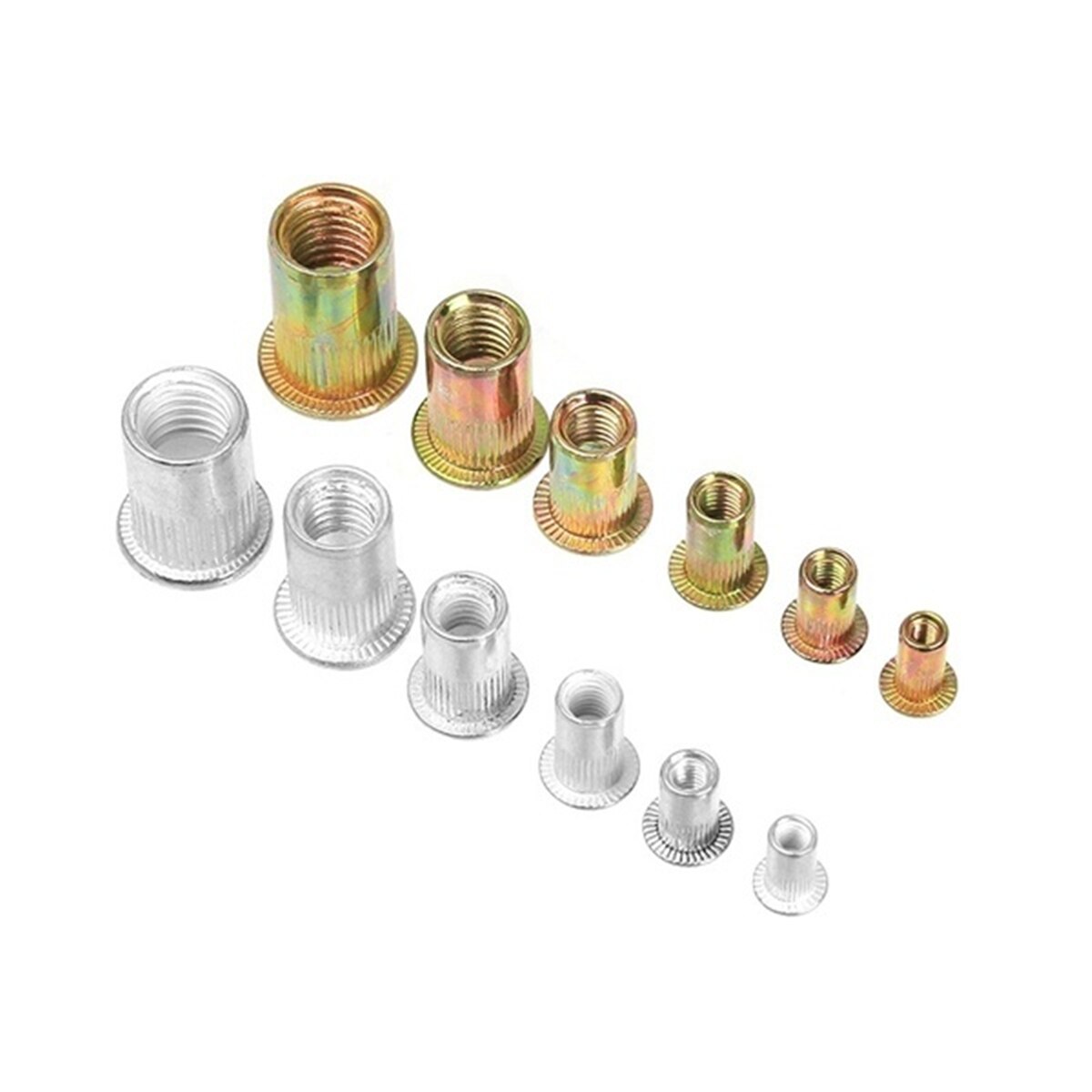300 stücke Verzinkt Rivetnuts Blind Set Nutserts Gewinde Insert Nutsert Kappe Flache Kopf Niet Muttern Carbon Stahl M3 M4 m5 M6 M8 M10