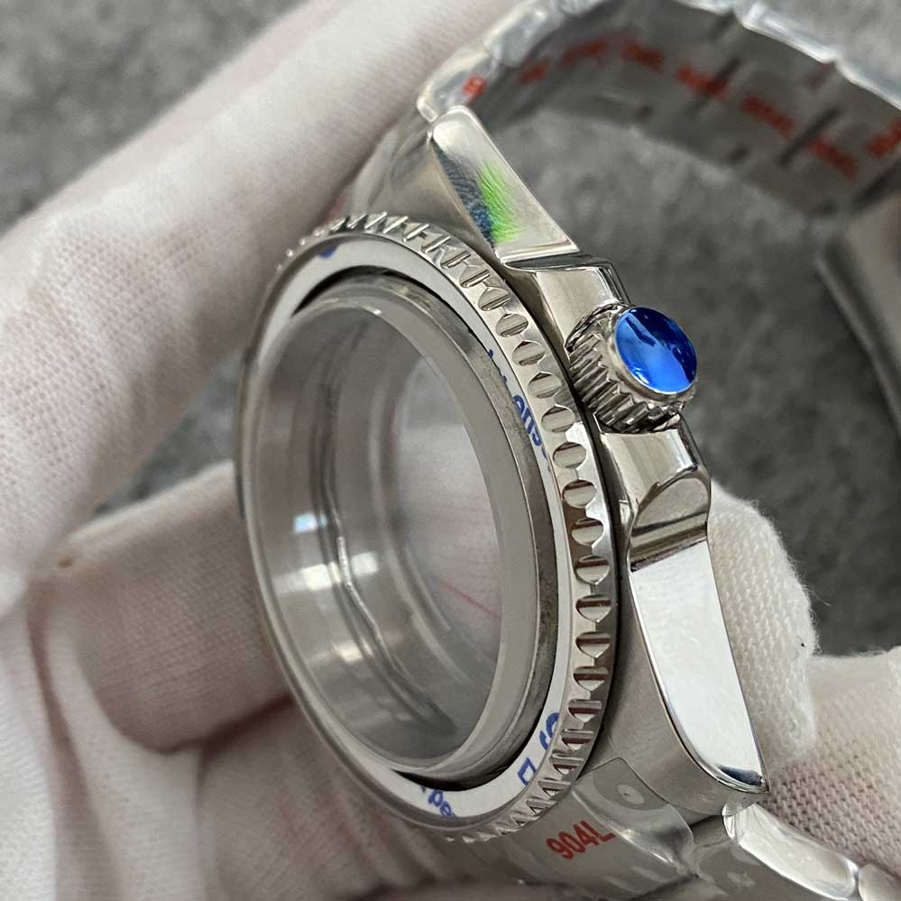 40Mm Transparante Bodem Horloge Case + Zand Riem Strap Extension Gesp Platte Saffierglas Geschikt Voor NH35/NH36 beweging