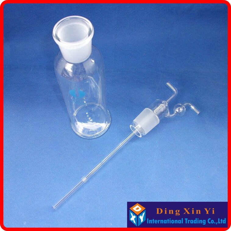 Drechsel-botella de vidrio para lavado de Gas, tubo de forma recta de 500ml, 500ml, 2 unids/lote