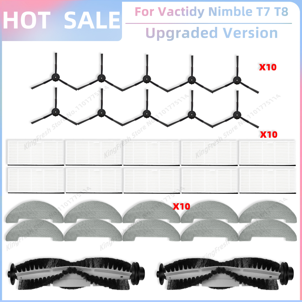 Compatibile con ricambi e accessori per il robot aspirapolvere Vactidy agile T7 T8 Spazzola laterale principale Filtro Hepa Panno per la pulizia: Cioccolato