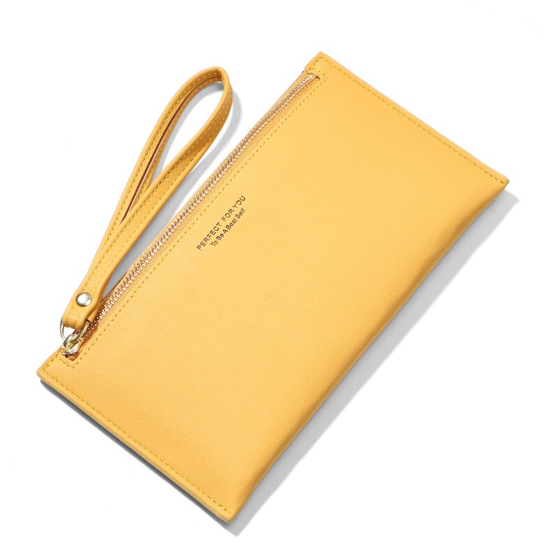 Colorful Wristband Women Long Wallet Simple Female Wallets Clutch Lady Purse Zipper Phone Pocket Card Holder Ladies Carteras: Yellow