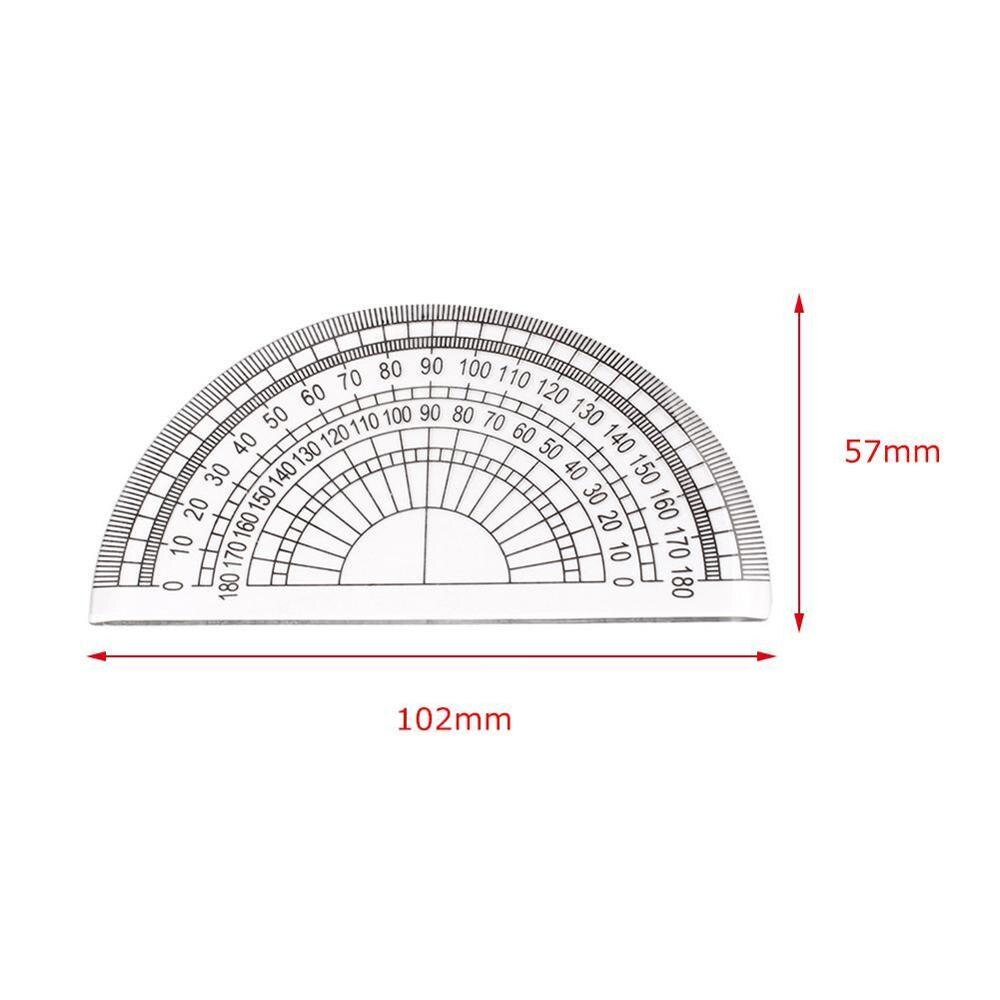 10pcs Single Semicircular Protractor Transparent Plastic Protractor Student Painting Tool Triangle Ruler Angle Measuring Tool