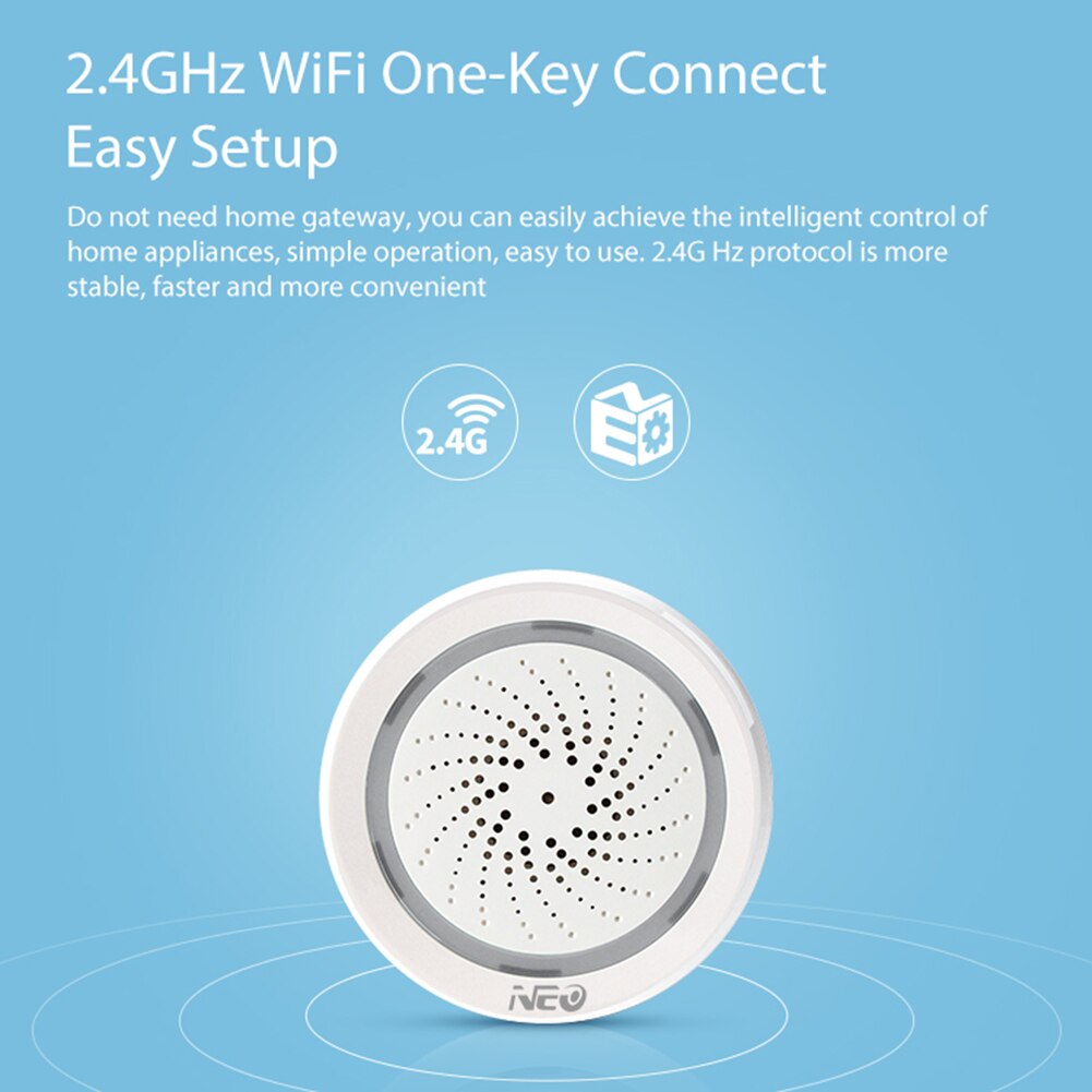Smart Home 3 in 1 WiFi Siren Alarm with Temperature Humidity Sensor App Voice Control Humidity Sensor Tuya Life Alexa IFTTT