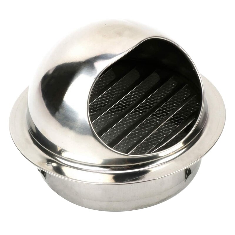 6-Inch 304 Stainless Steel Vent, Round Vent, Grid Duct, Outer Spherical Wall Outlet, Wall-Mounted Exhaust Hood Vent: Default Title