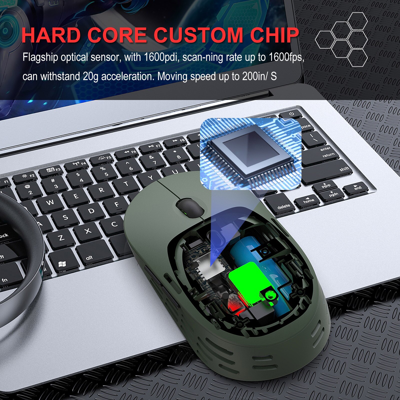 Laptop Computer Ergonomic Mice Silent Laptop Desktop Computer Mouse USB Rechargeable Mice with Hollow Out Shell