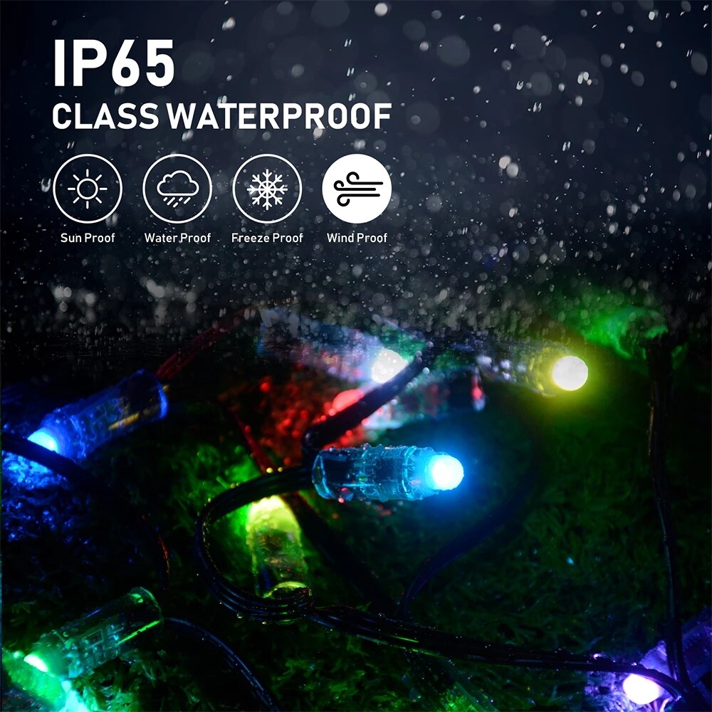 Tuya WiFi Smart LED Fairy Lights IP65 WaterProof RGB Strip Light Alexa Google Home Remote Christmas Tree Lights Decor Smart Life