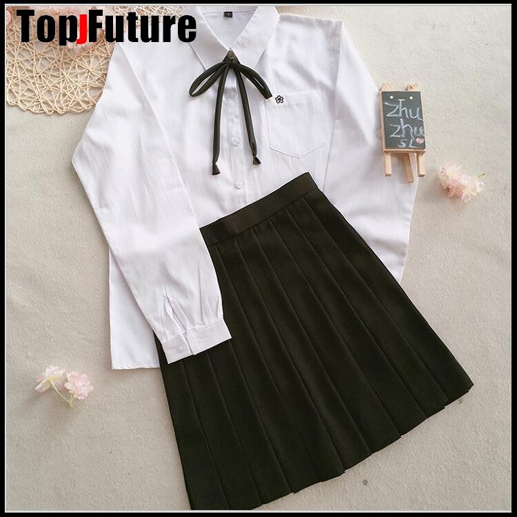 Conjunto de Falda plisada negra de cintura alta para niña, traje para mujer, uniforme escolar JK, ropa de estudiantes, trajes de cosplay: M