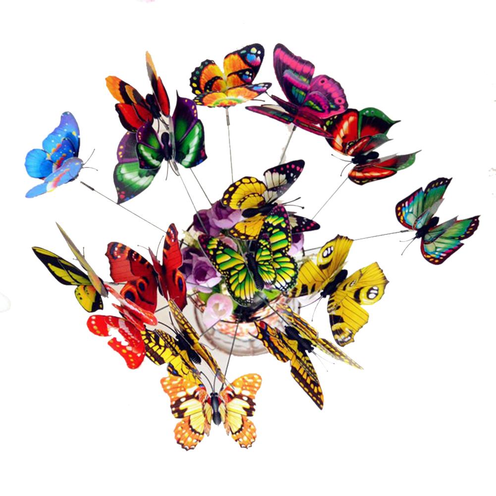 25 stücke Bunte 3D Doppel Schicht Schmetterling Auf Stöcke Heimat Hof Rasen Blumentopf Pflanze Dekoration Garten Ornament DIY Rasen Handwerk