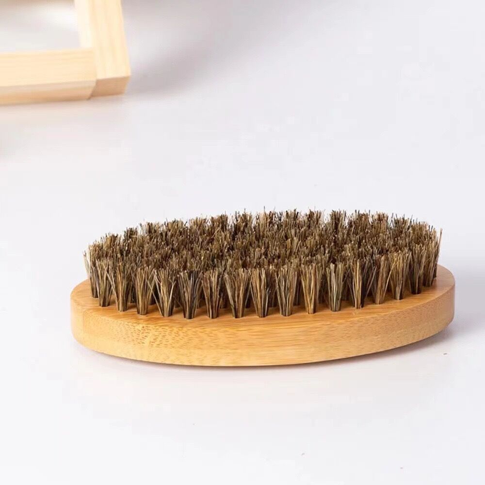 Mannen Scheerkwast Set Varkenshaar Draagbare Kapper Natuurlijke Baard Borstel Kam Schaar Voor Gezichtsreiniging Styling Tool: Rood
