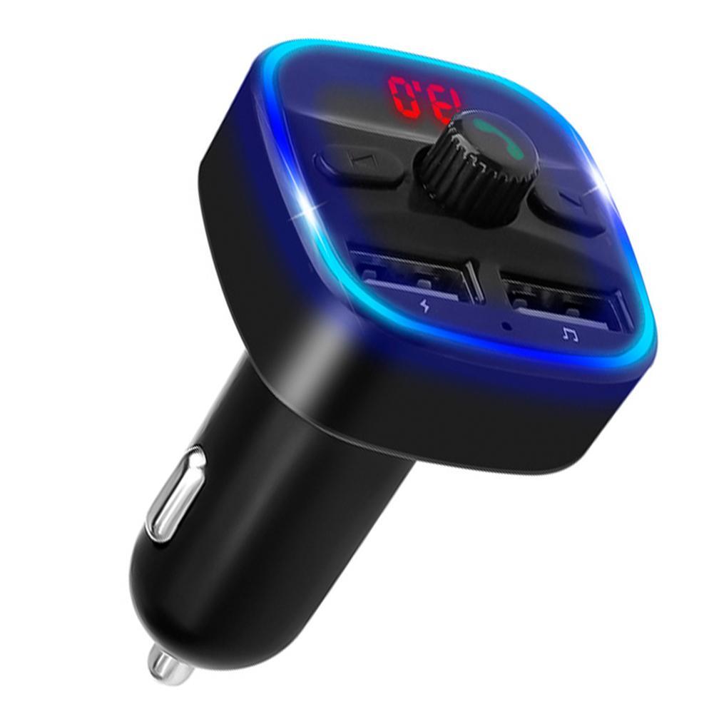 Lumière LED bleue transmetteur FM Bluetooth 5.0 Voiture MP3 Lecteur Double USB 2.4A max Soutien U Disque TF carte Mains Libres V5.0 Chargeur De Voiture