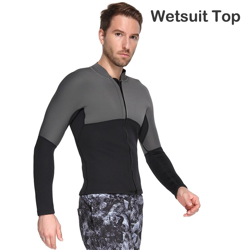 Mens 3mm Neoprene Wetsuit Jacket Long Sleeve Front Zipper Canoe Kayak Surfing Diving Suit Rash Guard Diving Suit Top Adult: 7043 / L