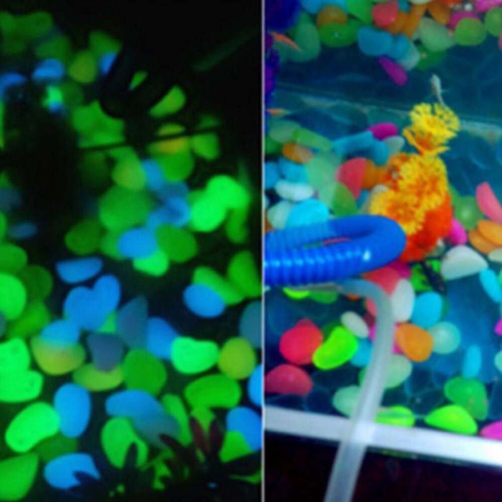 100Pcs Garden Luminous Glowing Stone Glow In The Dark Pebble Garden Path Fish Tank Pool Bar Decoration Luminous Luminous Stones