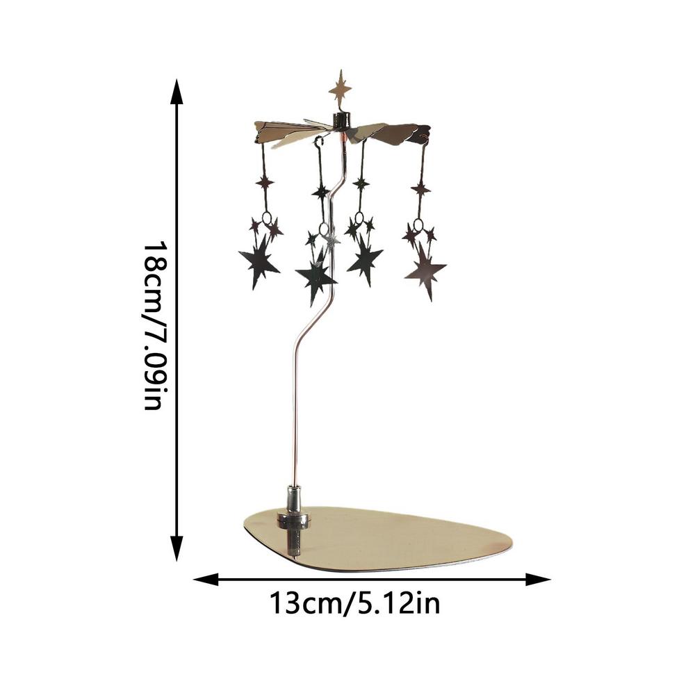 Candlestick Rotating Spin Carousel Tea Light Candle Holder Aromatherapy Wind Chime Candle Holder Aromatherapy Accessories: black