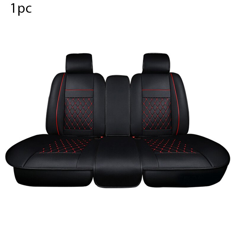 funda asiento coche Cuero de la PU Beige coche Set de funda de asiento de vehículo cojín para Mitsubishi Nissan Renault Peugeot Auto Interior accesorios para el coche accesorios productos: Rear Black Red