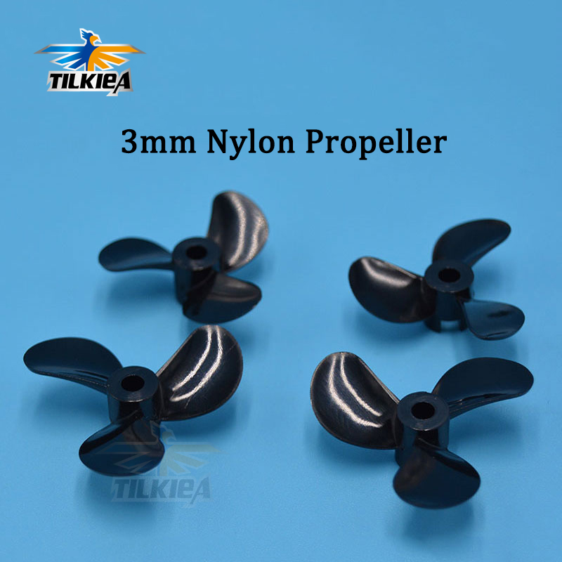 D28 mm / 32mm hélice de barco de nailon de tres cuchillas, tornillo positivo/inverso de alta resistencia para eje de hélice de 3mm