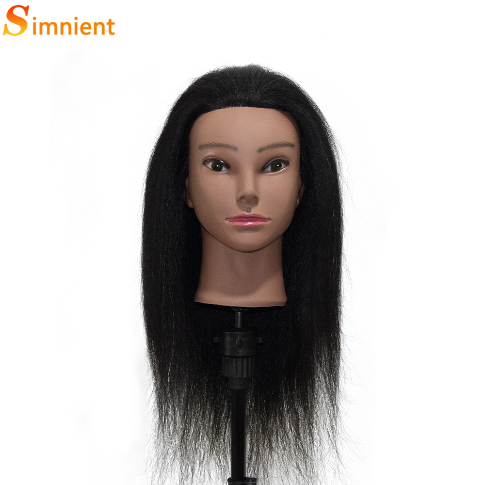 Afro Mannequin Heads With 100% Human Hair With Adjustable Tripod Hairdressing Dolls Training Head For Practice Styling Braiding: light brown