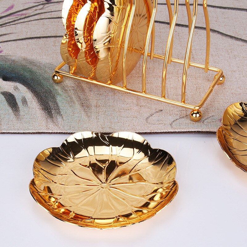 6pc Classical Golden Cocktail Metal Coaster Continental Vintage Zinc Alloy Plated Gold Plated Mat placemat diameter 10.5cm