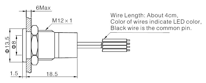 ONPOW 12mm Waterproof IP67 Flat Tri-color RGB Pilot lamp 6V, 12V, 24V LED Indicator light (GQ12T-D/Y/RGB/S)