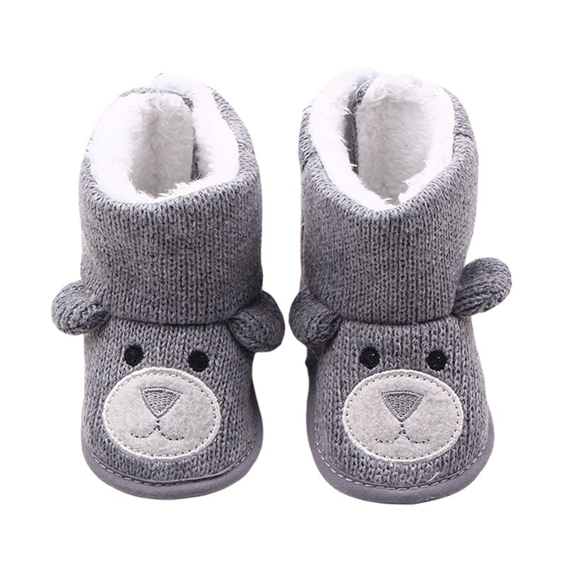 -né bébé garçon fille tricoté bottes de neige hiver fourrure doublure tricot chaussons mignon doux semelle anti-dérapant infantile Prewalkers
