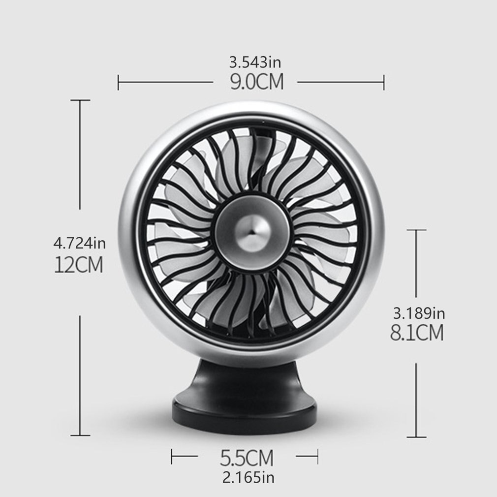 Voiture usb ventilateur 360 degrés rotatif LED lumières USB puissance voiture Auto puissant ventilateur de refroidissement pour voiture évent monté