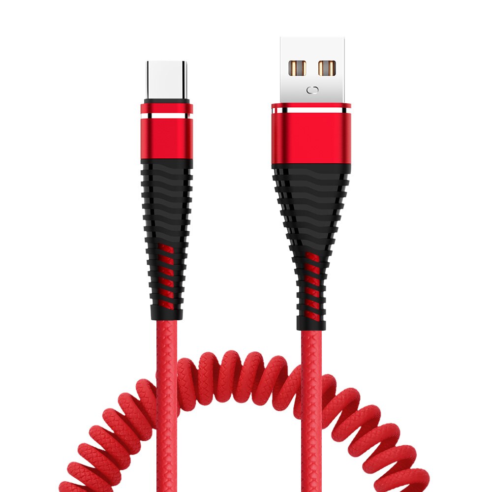 Robotsky mola usb cabo tipo c rápido carregamento linha de dados sincronização mola usb carregador cabo para xiaomi huawei letv samsung micro usb: Vermelho / 1.2m Micro USB