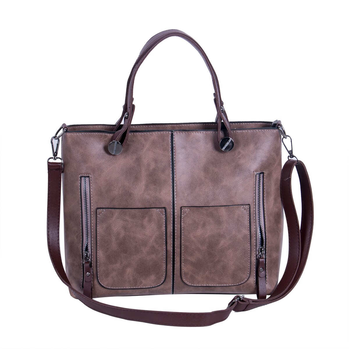 Bolsas de couro grande bolsa feminina de alta qualidade casual sacos do sexo feminino tronco tote nova marca bolsa de ombro senhoras grandes bolsos: Café