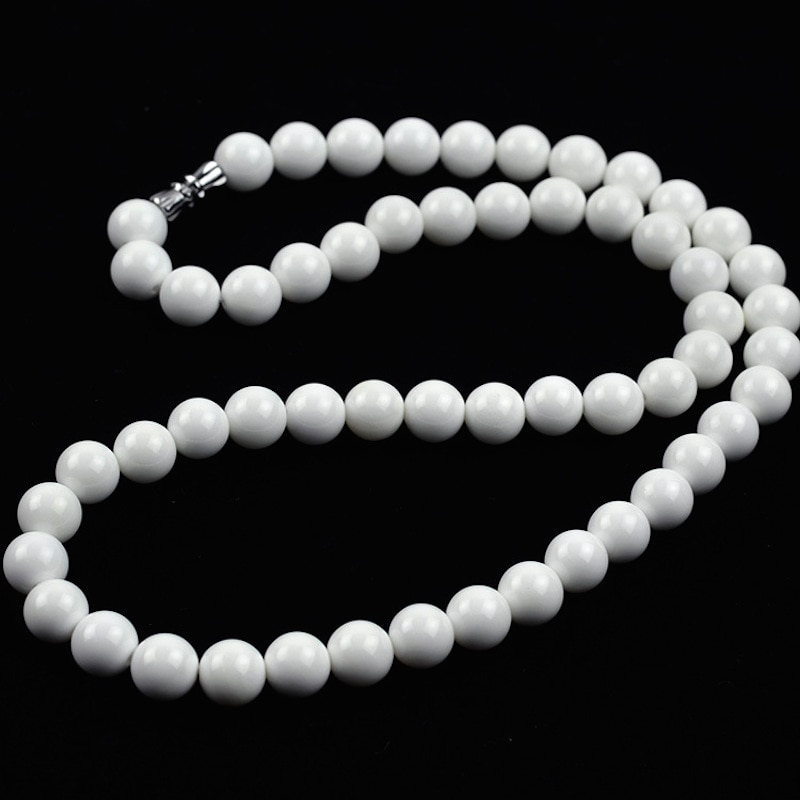 Piedra Natural curativa, energía de concha blanca, collar de Yoga Tridacna con cuentas de 8mm, joyería para mujer