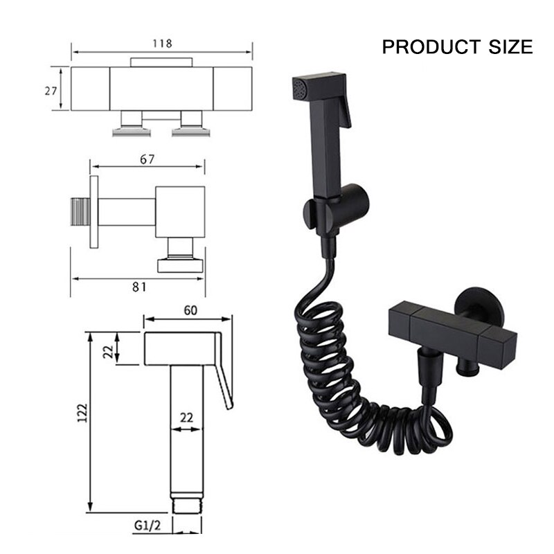Koperen Wc Metgezel Spuitpistool Kraan Hoge Druk Wc Nozzle Huishoudelijke Wc Flusher Zwart