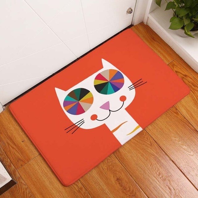 Kawaii velkomst gulv dørmatte dyre katt trykt dårlig kjøkken tepper dørmatte katt gulvmatte til stue anti-skli teip: 5