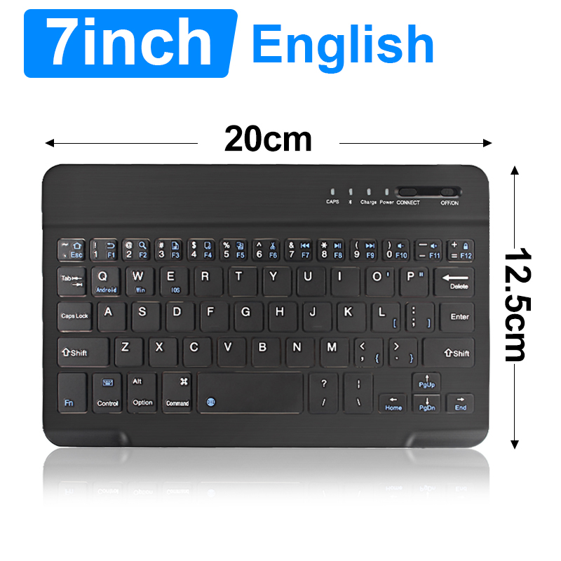 Bluetooth Keyboard Mini Wireless Keyboard Compatible with IOS Windows Rechargeable Keyboard for Mac ipad Phone Tablet Android: Black 7 inch
