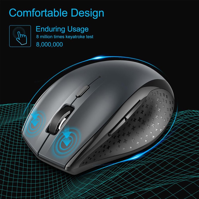 TeckNet bezprzewodowa mysz optyczna 6 przyciski 4800DPI z 2.4GHz USB komputer bezprzewodowy mysz ergonomiczna mysz komputerowa mysz komputerowa Mause do laptopa PC