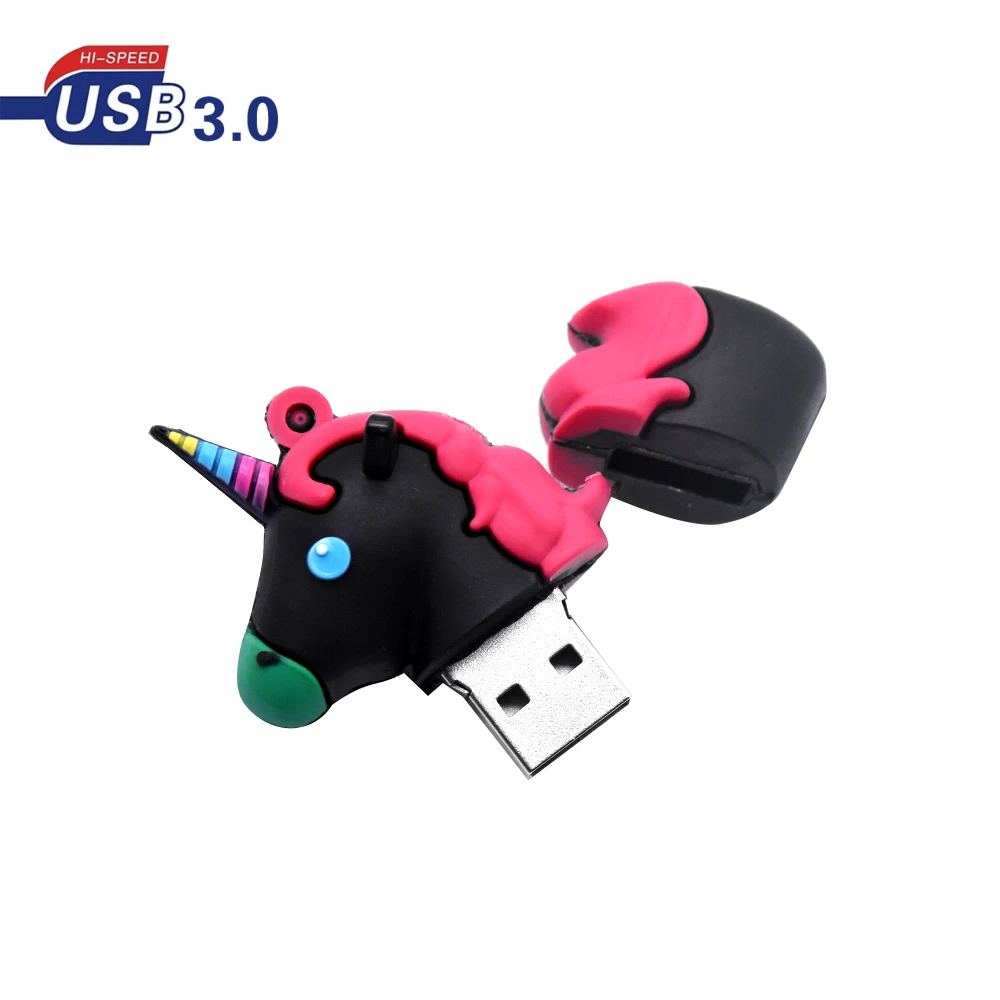 Mini clé USB 3.0, support à mémoire de 4GB 8GB 16GB 32GB 64GB, joli dessin animé licorne, cheval coloré